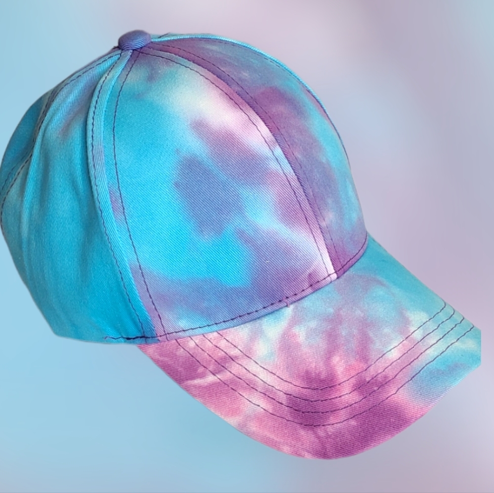 Tiedye baseball cap beautiful turquoise pink purple colors
